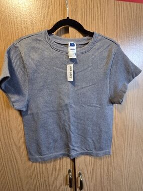 Old Navy Ribbed Short Sleeve Tee - Heather Gray